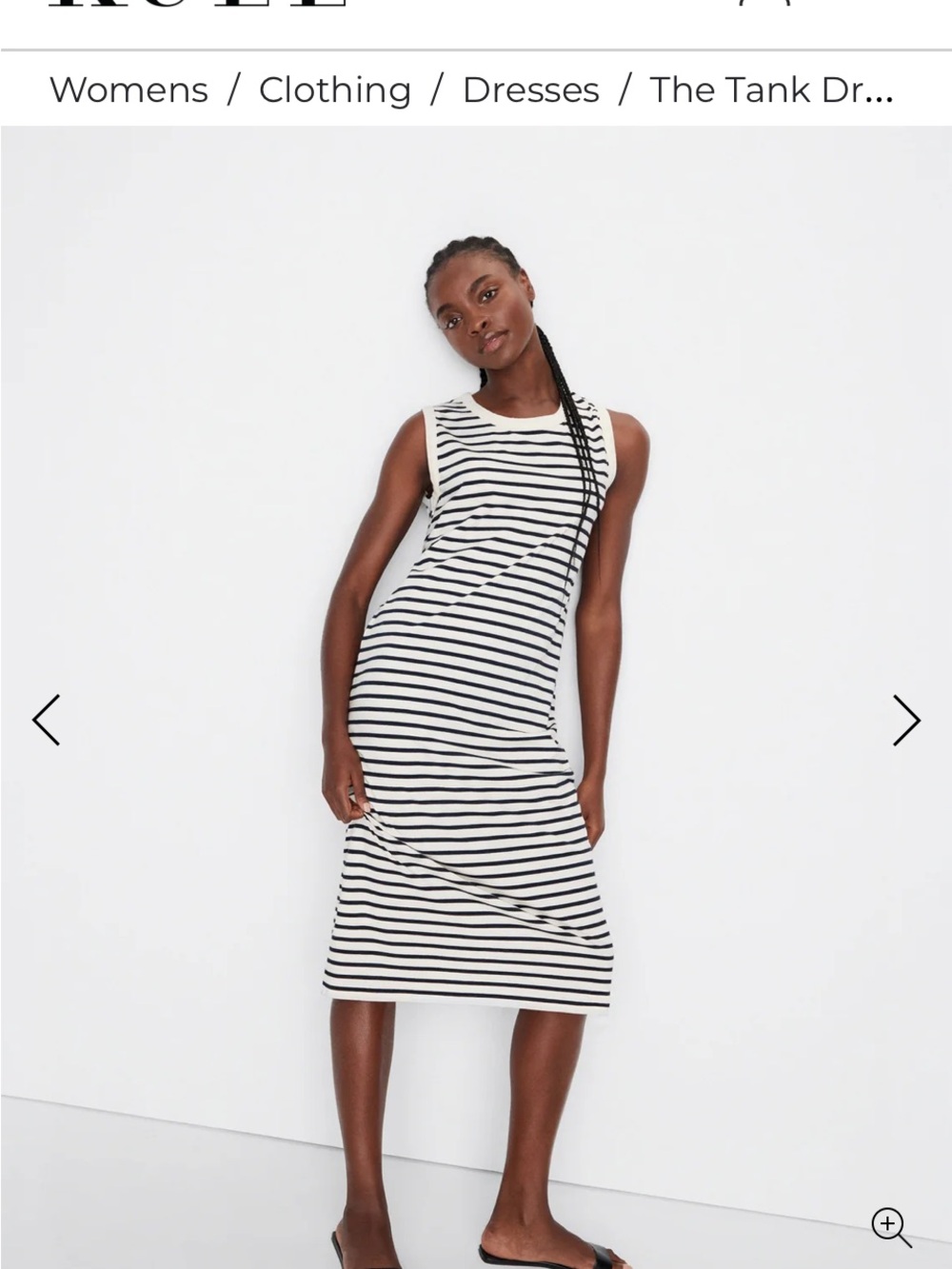 KULE Cream & Navy Striped Tank Midi Dress